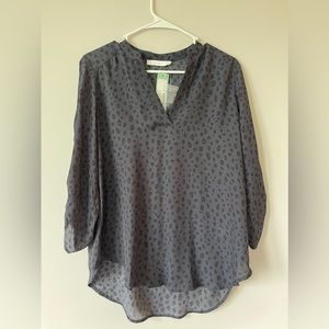 Lush Blouse, New with Tags. Size M. Navy/black leopard print